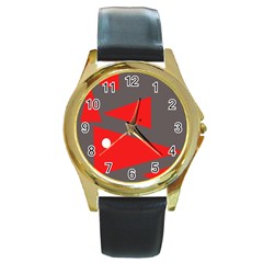 Decorative Abstraction Round Gold Metal Watch by Valentinaart