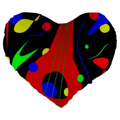 Abstract Guitar  Large 19  Premium Heart Shape Cushions by Valentinaart