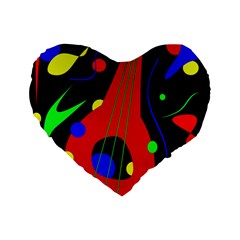 Abstract Guitar  Standard 16  Premium Flano Heart Shape Cushions by Valentinaart