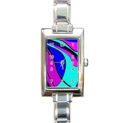 Purple And Blue Rectangle Italian Charm Watch by Valentinaart