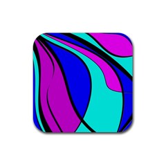 Purple And Blue Rubber Coaster (square)  by Valentinaart