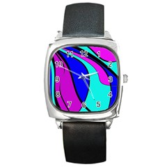 Purple And Blue Square Metal Watch by Valentinaart