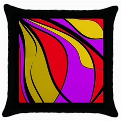 Colorful Lines Throw Pillow Case (black) by Valentinaart