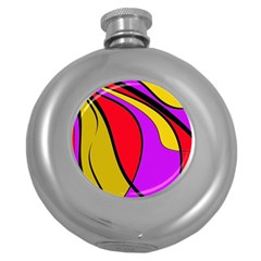 Colorful Lines Round Hip Flask (5 Oz) by Valentinaart