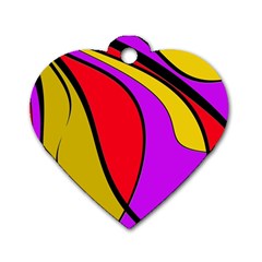 Colorful Lines Dog Tag Heart (two Sides) by Valentinaart