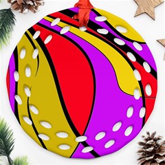 Colorful Lines Ornament (round Filigree)  by Valentinaart