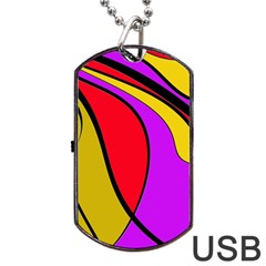 Colorful Lines Dog Tag Usb Flash (two Sides)  by Valentinaart