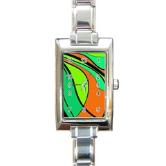 Green And Orange Rectangle Italian Charm Watch by Valentinaart