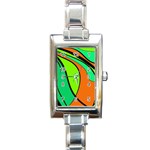 Green and orange Rectangle Italian Charm Watch Front