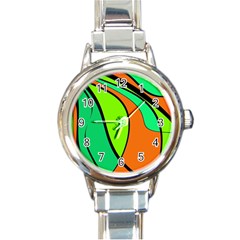 Green And Orange Round Italian Charm Watch by Valentinaart