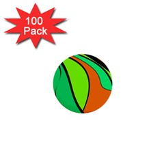 Green And Orange 1  Mini Buttons (100 Pack)  by Valentinaart