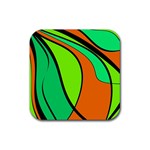 Green and orange Rubber Coaster (Square)  Front