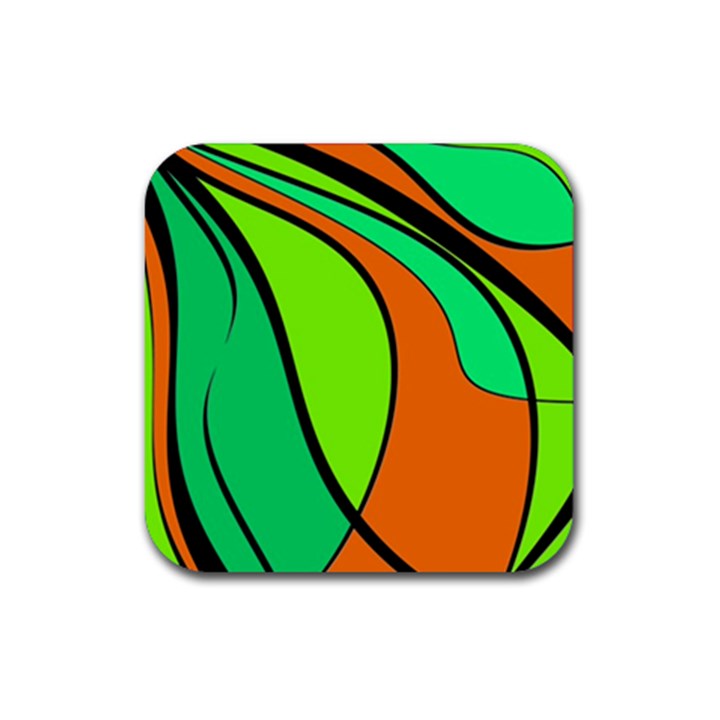 Green and orange Rubber Coaster (Square) 