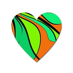 Green And Orange Heart Magnet by Valentinaart