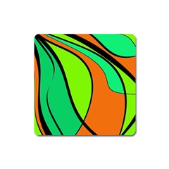 Green And Orange Square Magnet by Valentinaart