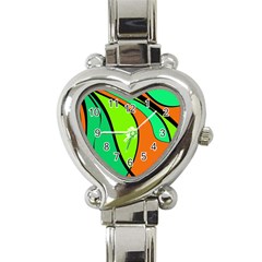 Green And Orange Heart Italian Charm Watch by Valentinaart