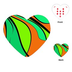 Green And Orange Playing Cards (heart)  by Valentinaart