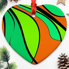 Green And Orange Heart Ornament (2 Sides) by Valentinaart