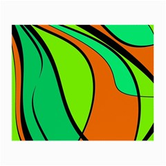 Green And Orange Small Glasses Cloth (2-side) by Valentinaart