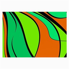 Green And Orange Large Glasses Cloth (2-side) by Valentinaart