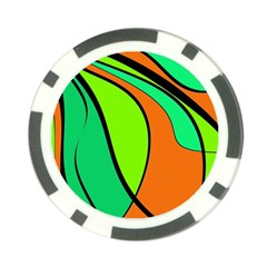 Green And Orange Poker Chip Card Guards by Valentinaart