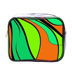 Green And Orange Mini Toiletries Bags by Valentinaart