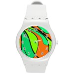 Green and orange Round Plastic Sport Watch (M) Front