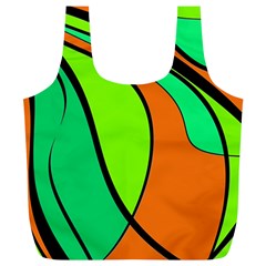 Green And Orange Full Print Recycle Bags (l)  by Valentinaart