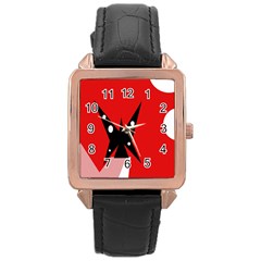 Black Butterfly  Rose Gold Leather Watch  by Valentinaart