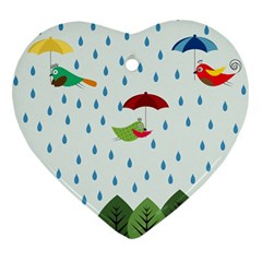 Birds In The Rain Ornament (heart) 