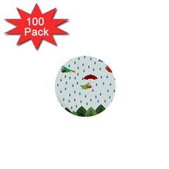 Birds In The Rain 1  Mini Buttons (100 Pack)  by justynapszczolka