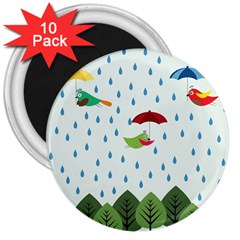 Birds In The Rain 3  Magnets (10 Pack)  by justynapszczolka