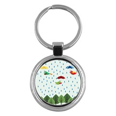 Birds In The Rain Key Chains (round)  by justynapszczolka