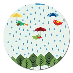 Birds In The Rain Magnet 5  (round) by justynapszczolka