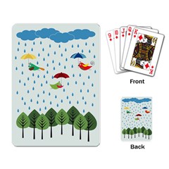 Birds In The Rain Playing Card by justynapszczolka