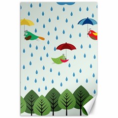 Birds In The Rain Canvas 20  X 30   by justynapszczolka