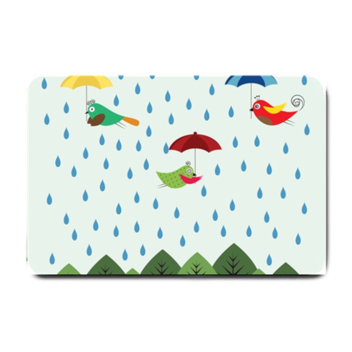 Birds in the rain Small Doormat 