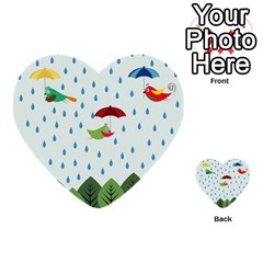 Birds In The Rain Multi-purpose Cards (heart)  by justynapszczolka