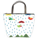 Birds in the rain Bucket Bags Front