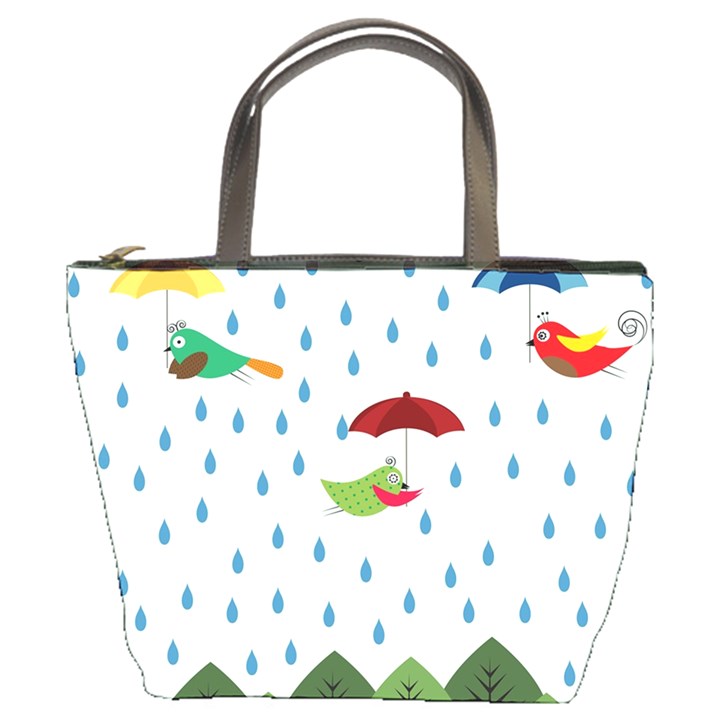 Birds in the rain Bucket Bags