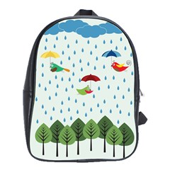 Birds In The Rain School Bags(large)  by justynapszczolka