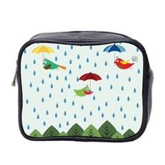 Birds In The Rain Mini Toiletries Bag 2-side by justynapszczolka