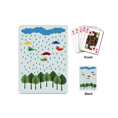 Birds In The Rain Playing Cards (mini)  by justynapszczolka