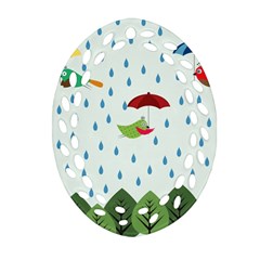 Birds In The Rain Oval Filigree Ornament (2-side)  by justynapszczolka