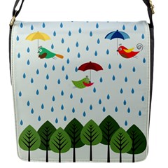 Birds In The Rain Flap Messenger Bag (s) by justynapszczolka