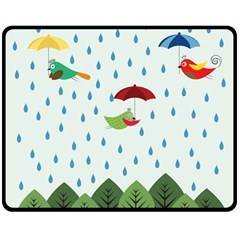 Birds In The Rain Double Sided Fleece Blanket (medium)  by justynapszczolka