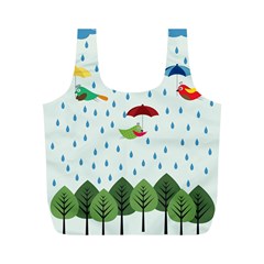 Birds In The Rain Full Print Recycle Bags (m)  by justynapszczolka