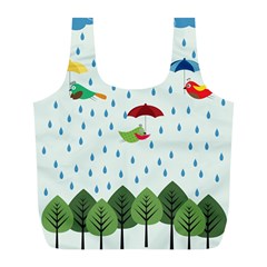 Birds In The Rain Full Print Recycle Bags (l) 