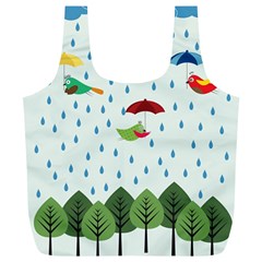 Birds In The Rain Full Print Recycle Bags (l)  by justynapszczolka