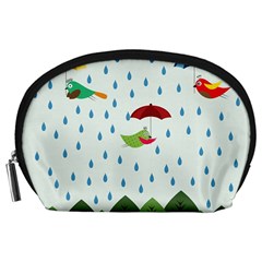 Birds In The Rain Accessory Pouches (large)  by justynapszczolka